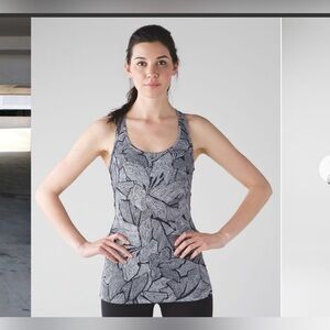 Lululemon Cool Racerback Dottie Tribe White Black Tank Top